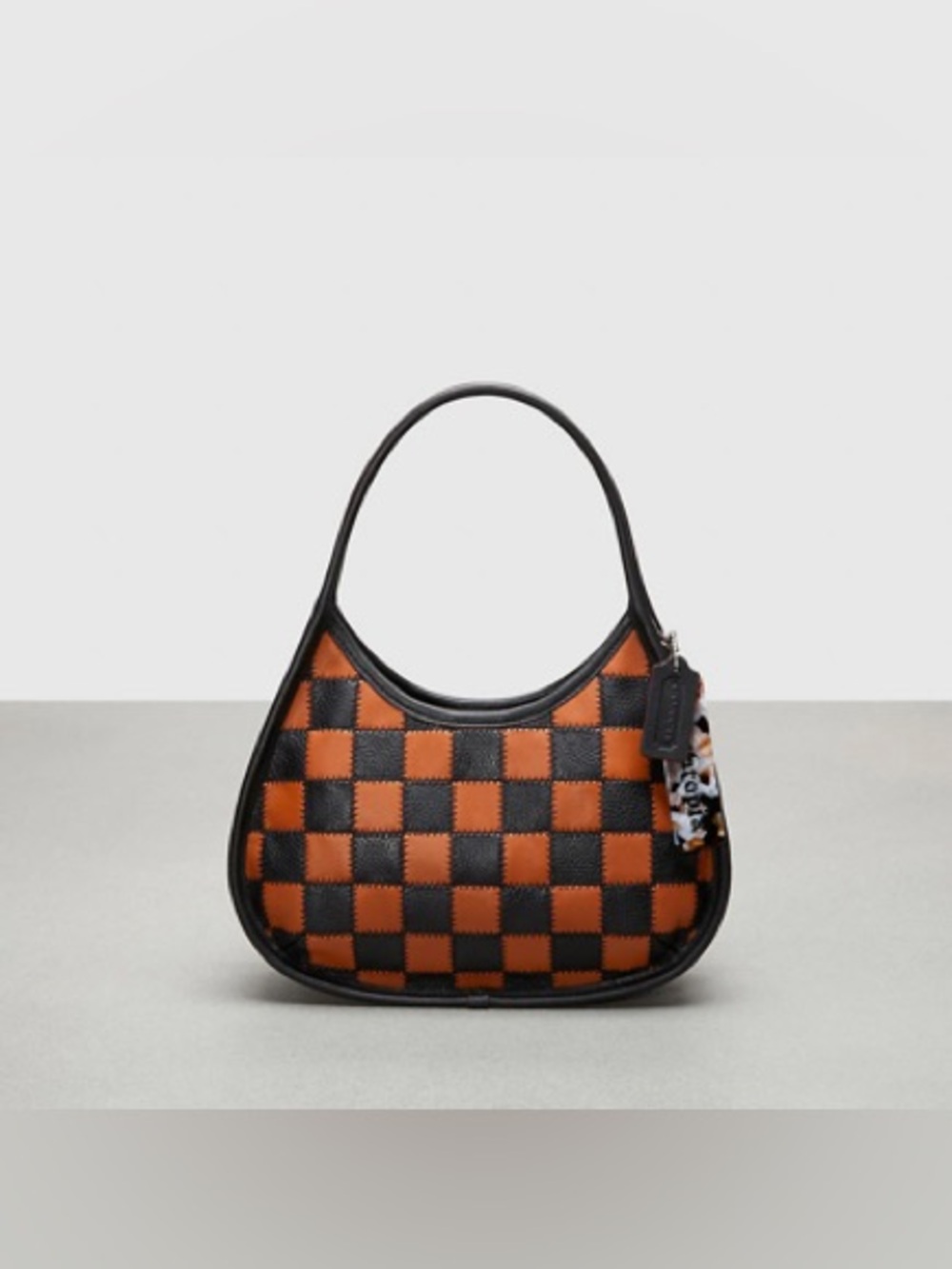 Coach Ergo Bag In Checkerboard Upcrafted Leather Amber/ Black